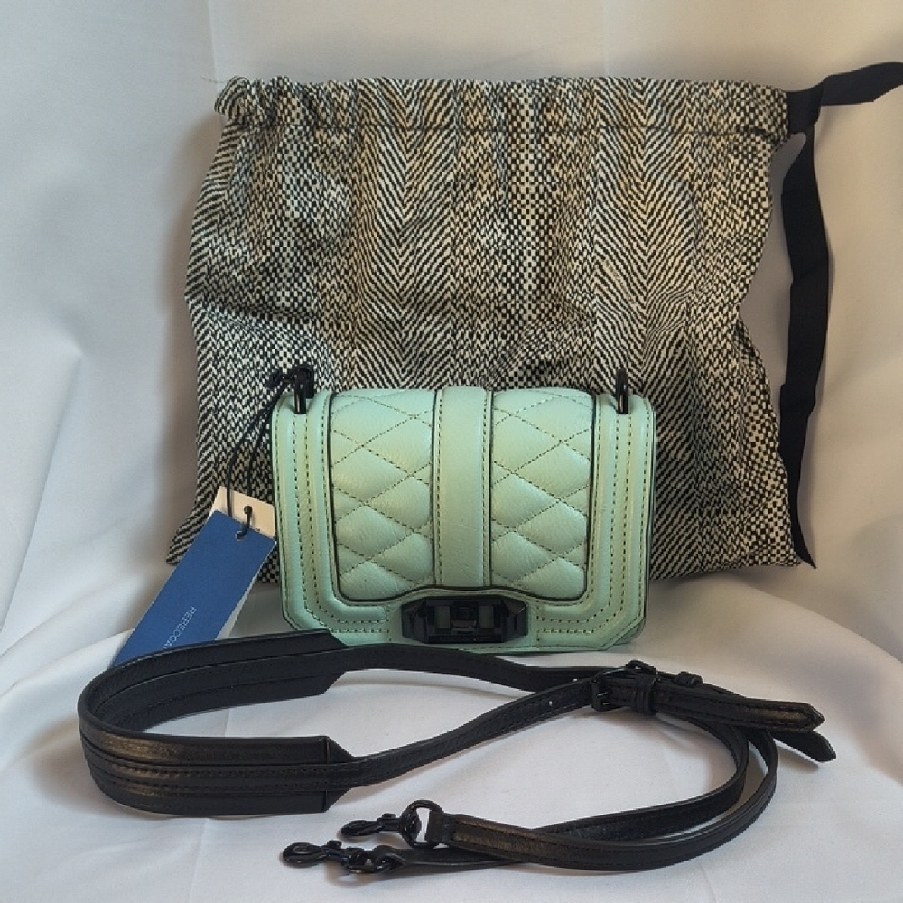 NWT- Rebecca Minkoff Green Quilted Leather Mini Crossbody Bag